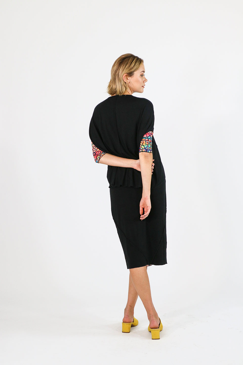 Etsu Pencil Skirt in Black Watercolor