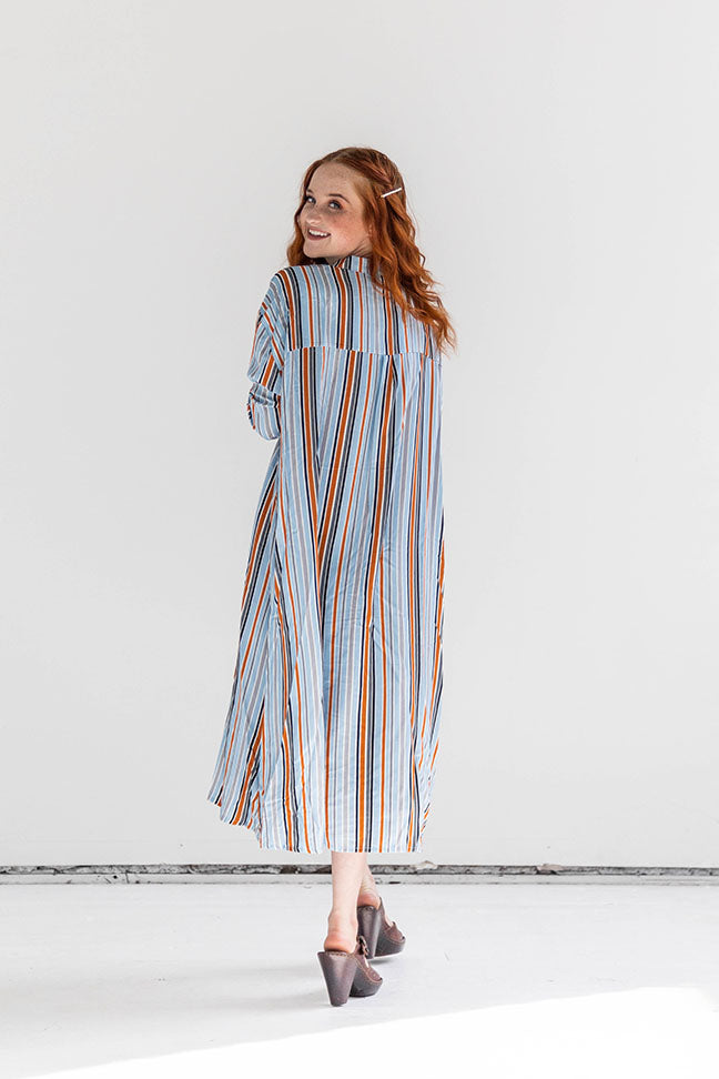 Saori Shirt Dress in Stripes