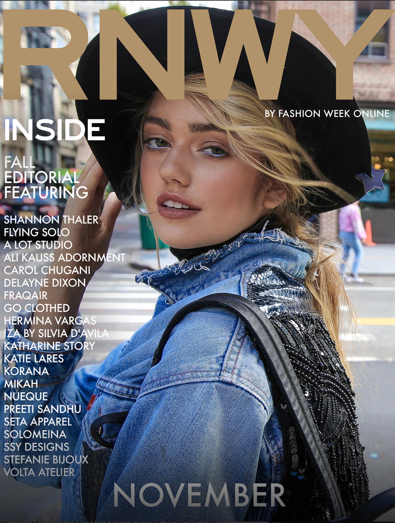 Mikah on the cover of RNWY Fashion Week Online November issue