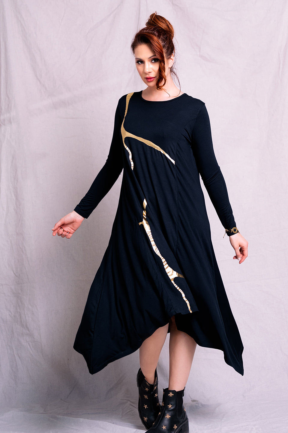 Erina Deep Charcoal Gold Foil