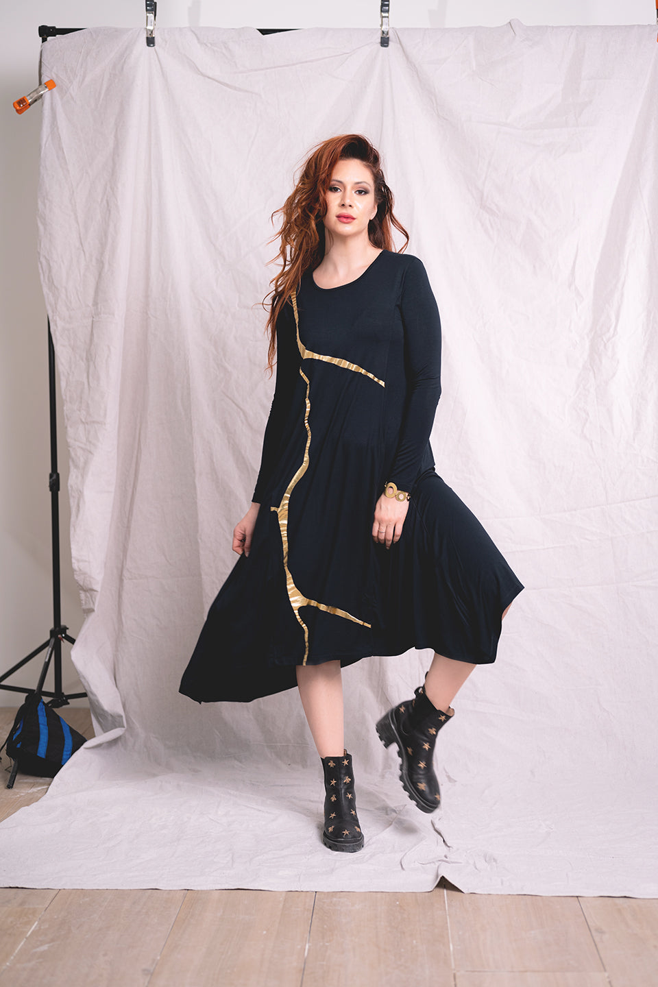 Erina Deep Charcoal Gold Foil
