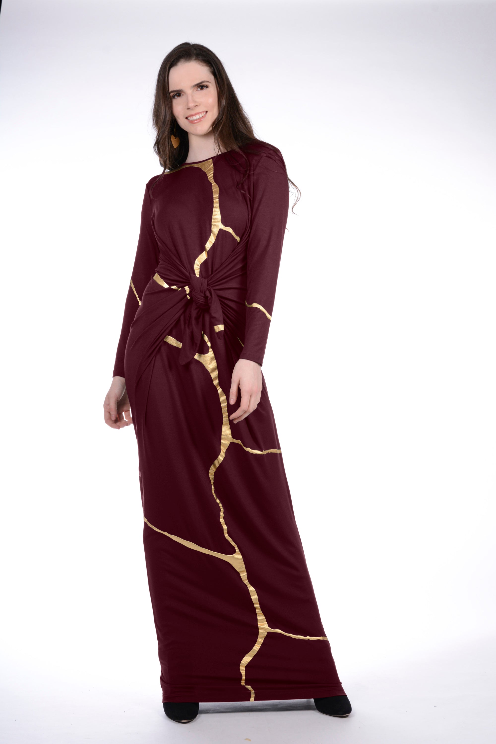 Maxi Boho Dress in Wine