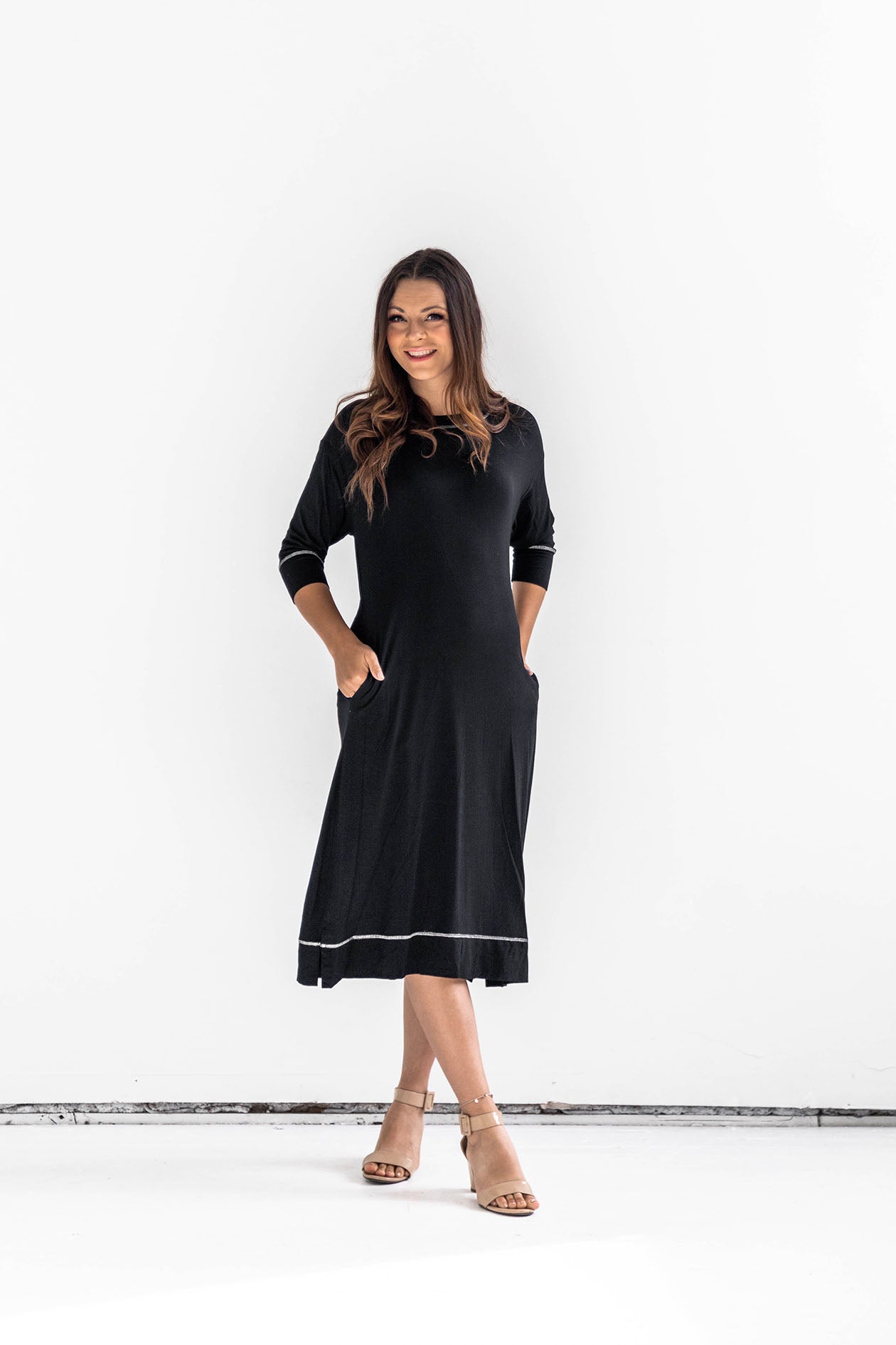 Gina Dress in Black & Silver