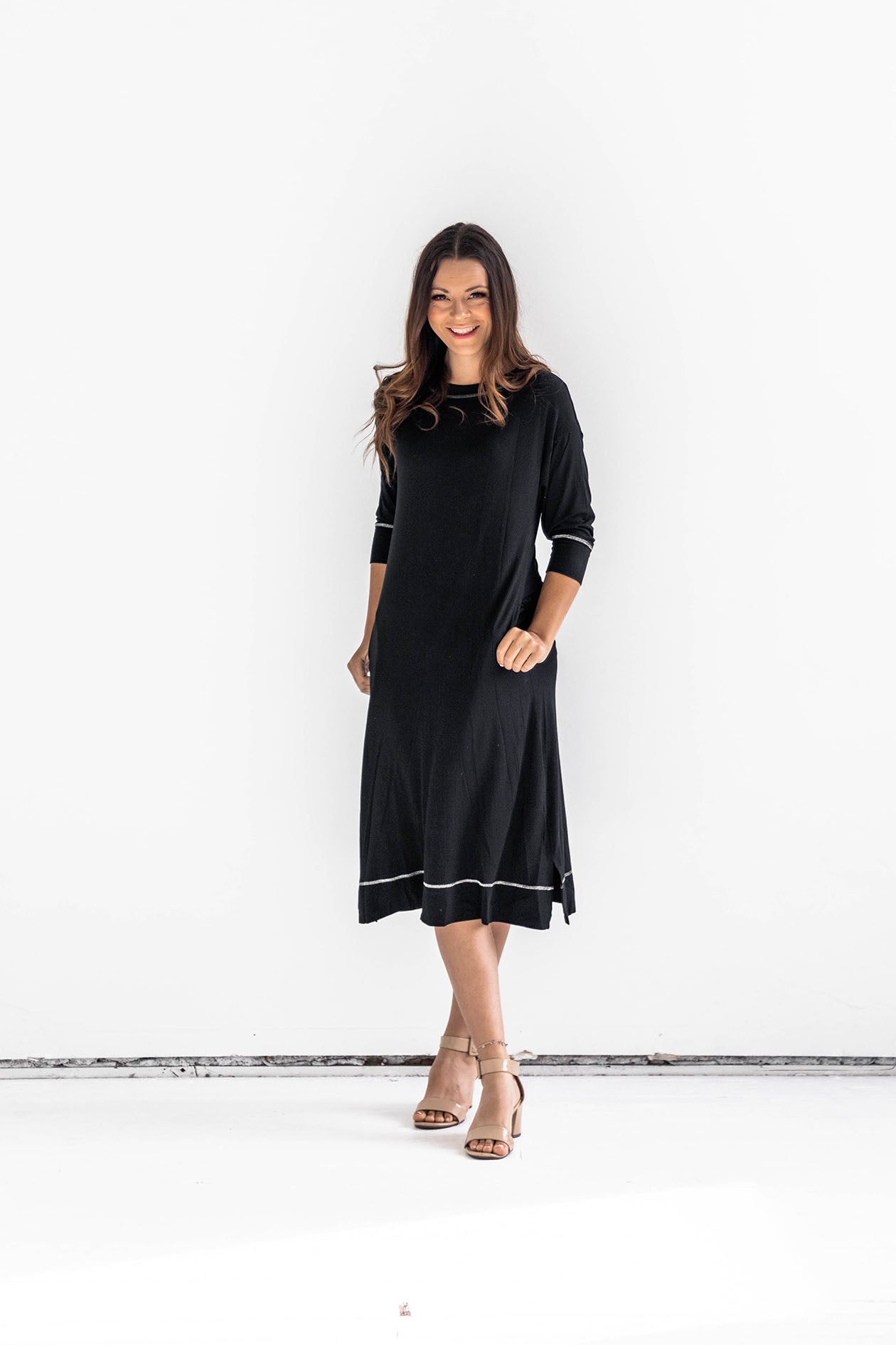 Gina Dress in Black & Silver