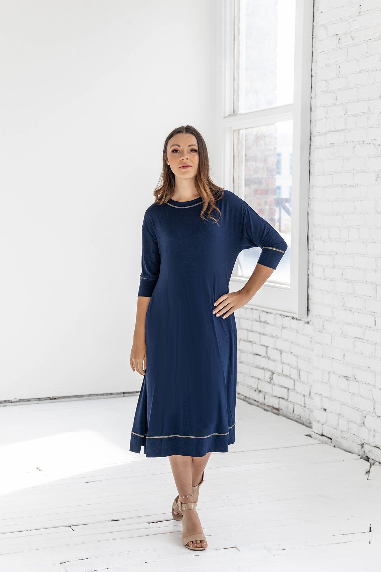 Gina Dress In Navy Gold