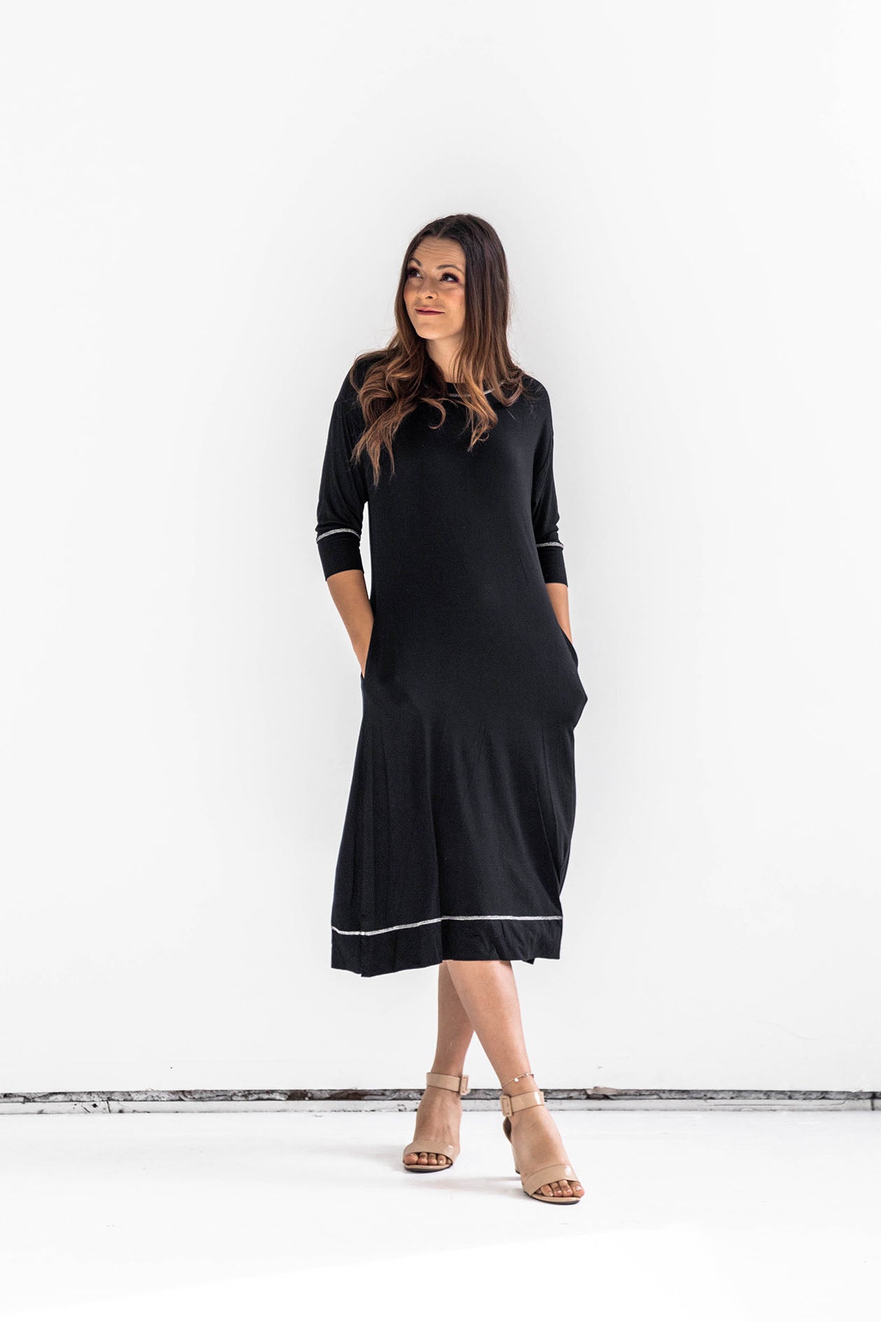 Gina Dress in Black & Silver