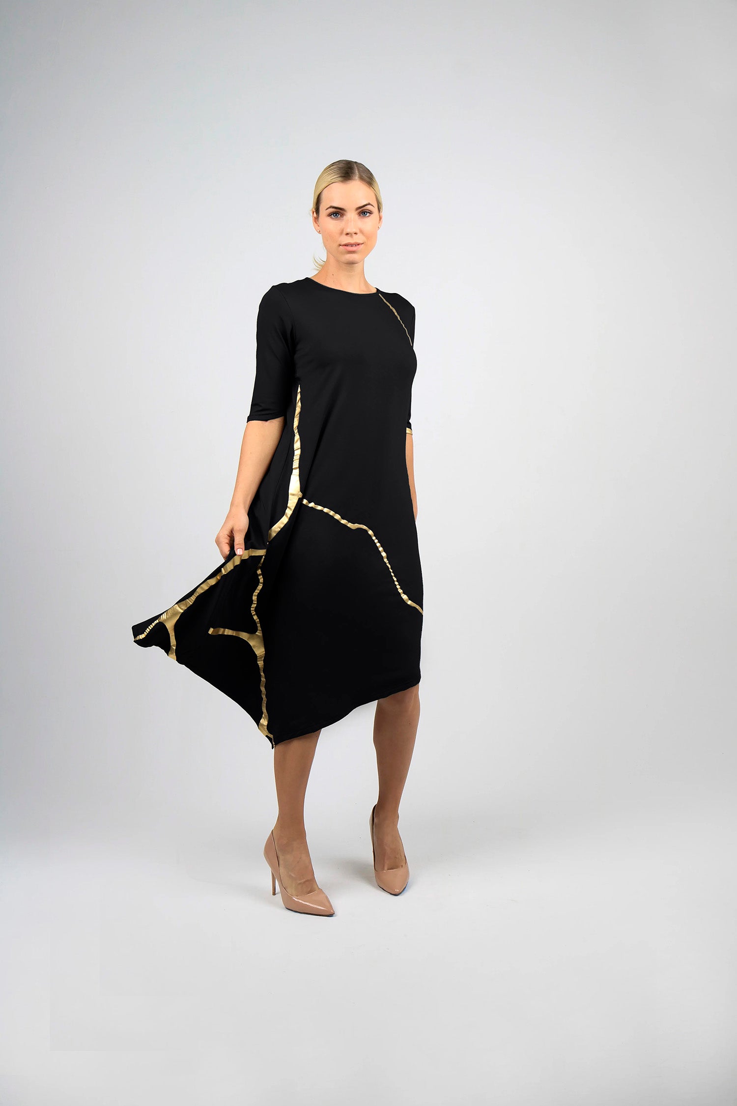 Hikari Dress in  Black Gold