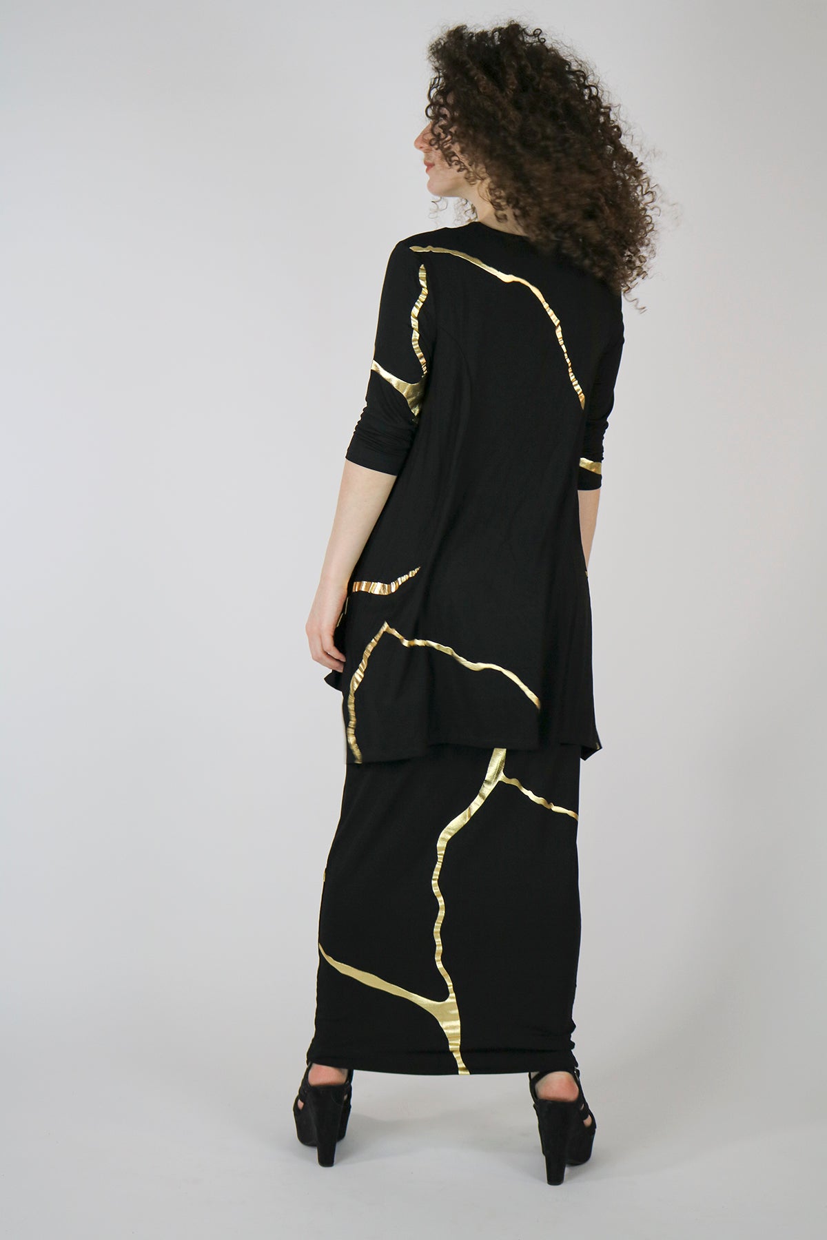 Sachie Kintsugi Skirt in Black & Gold