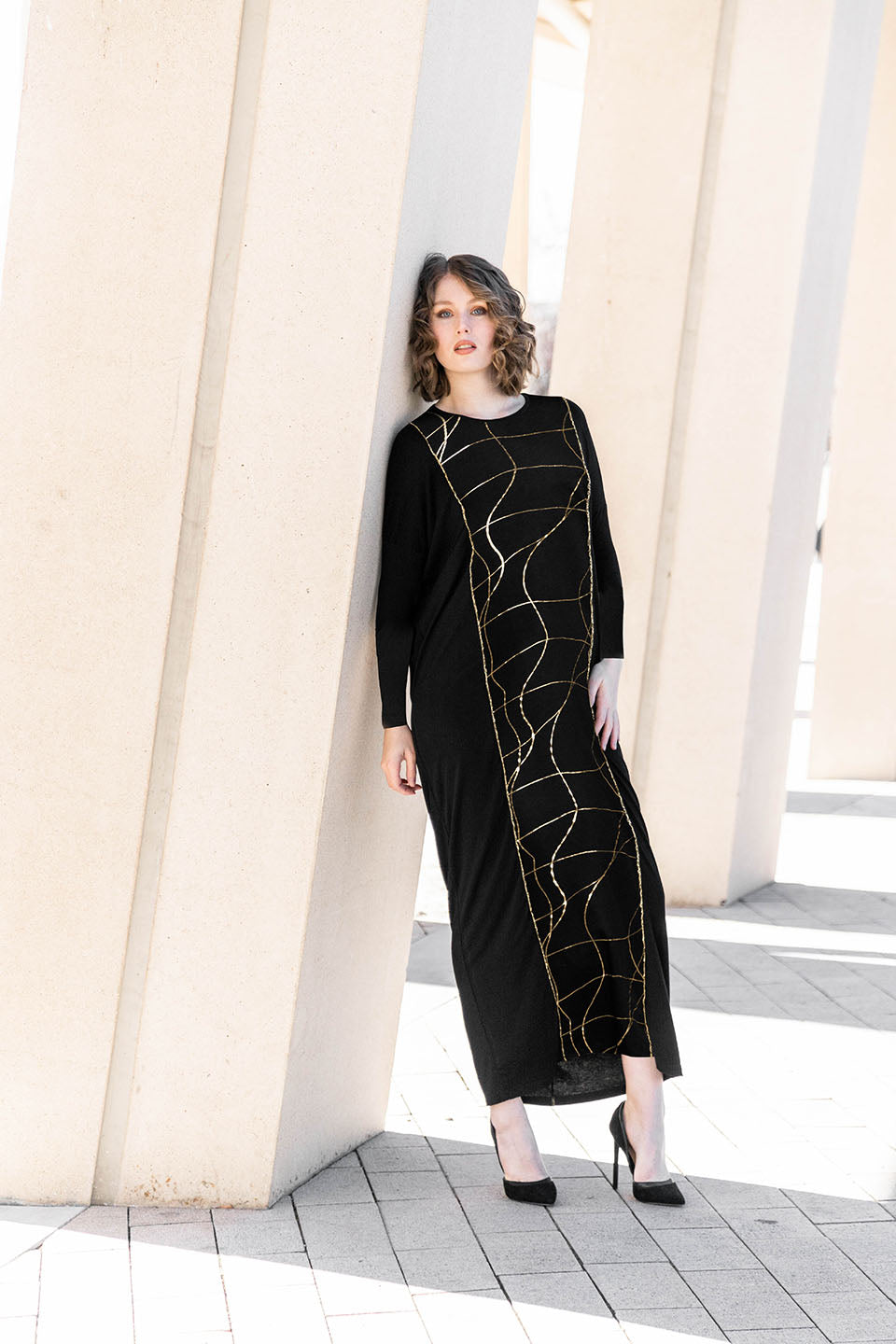 Misa Kintsugi Swirl Dress in Gold